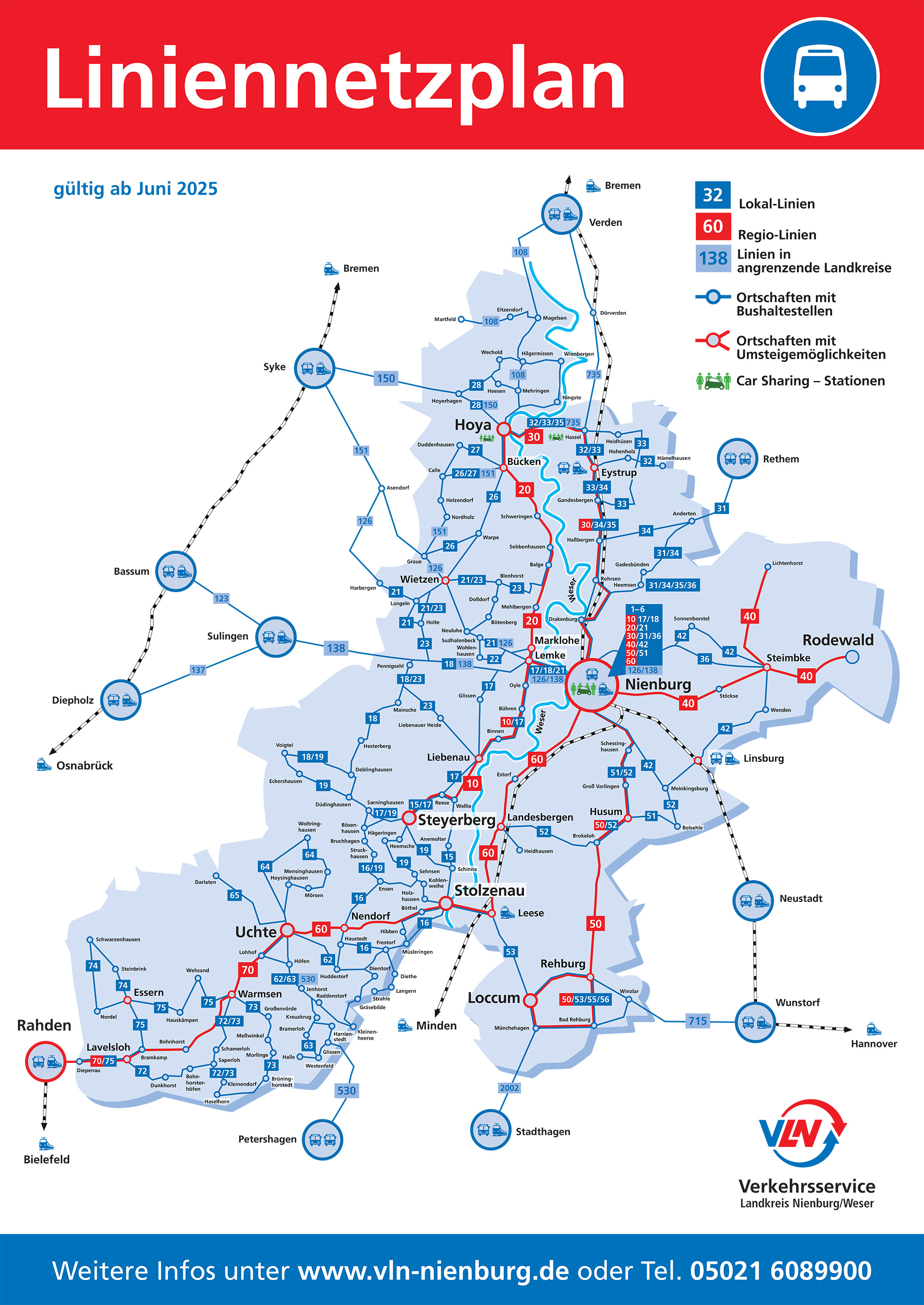 Liniennetzplan der VLN im Landkreis Nienburg