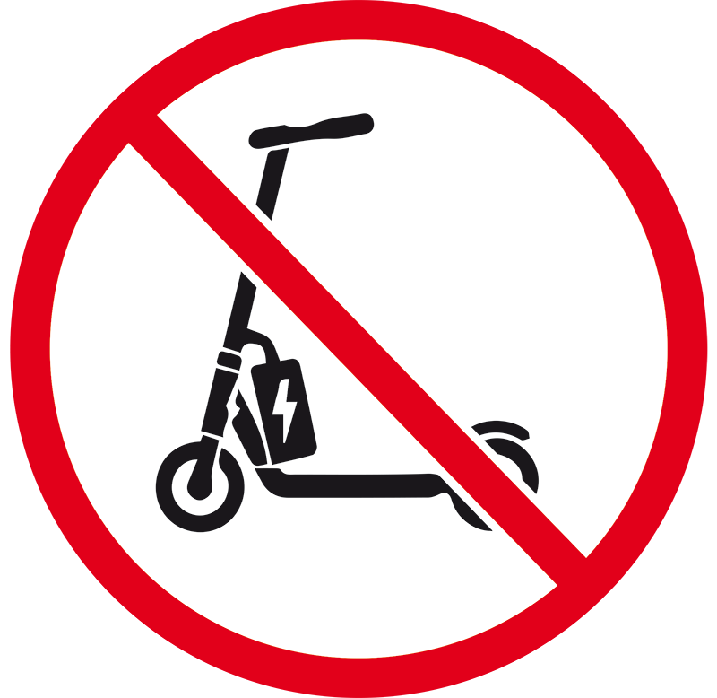 Icon Mitnahme von E-Rollern verboten